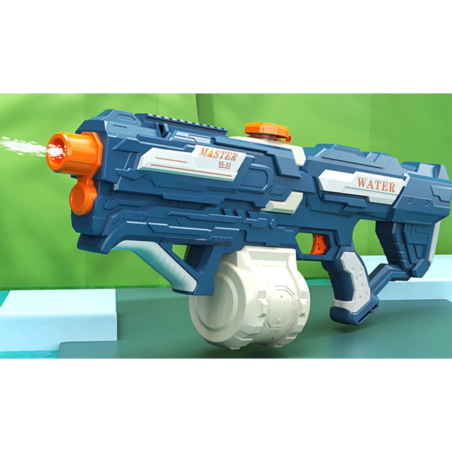 Pistol cu Apa pentru Copii, Rezervor 600ml, Selexmo, 14ani+, cu baterie 1200mAh, Electric Burst, Albastru/Alb, 1000ML