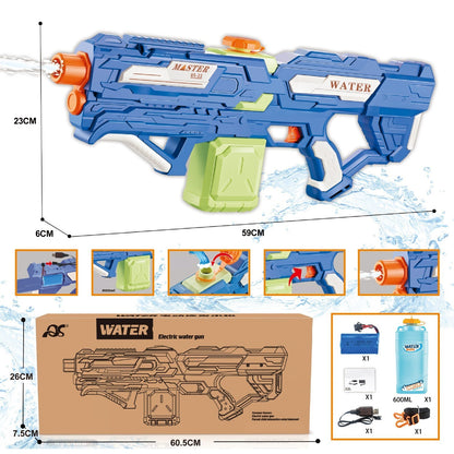 Pistol cu Apa pentru Copii, Rezervor 600ml, Selexmo, 14ani+, cu baterie 1500mAh, Electric Burst, Albastru/Verde, 800ML