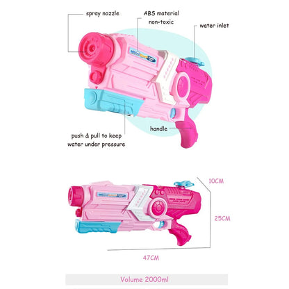 Pistol cu Apa pentru Copii, Rezervor, Pentru Piscina/Plaja, Selexmo, 6ani+, Roz, 2000ML
