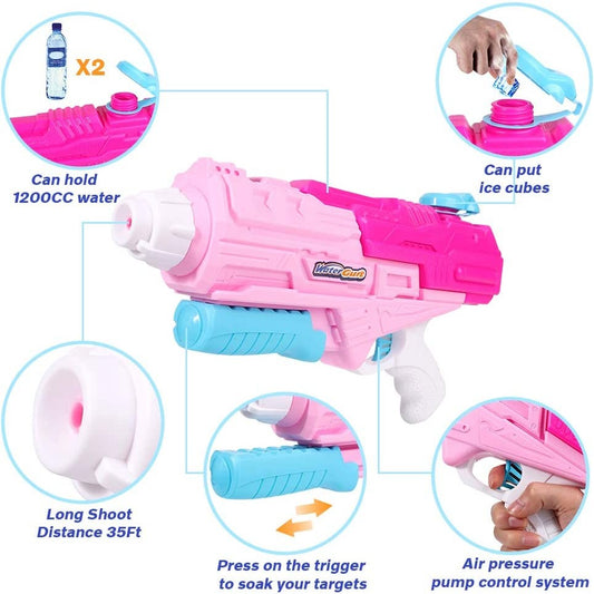 Pistol cu Apa pentru Copii, Rezervor, Pentru Piscina/Plaja, Selexmo, 6ani+, Roz, 1250ML