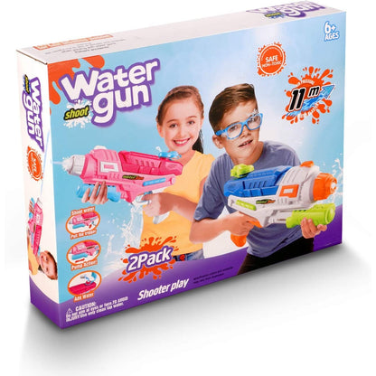 Set 2x Pistol cu Apa pentru Copii, Rezervor, Pentru Piscina/Plaja, Selexmo, 6ani+, Roz + Albastru, 600 ML