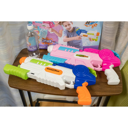 Set 2x Pistol cu Apa pentru Copii, Rezervor, Pentru Piscina/Plaja, Selexmo, 6ani+, Roz + Albastru, 1000 ML