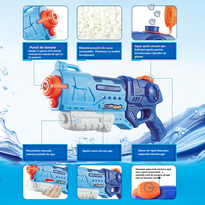 Pistol cu Apa pentru Copii, Rezervor, Pentru Piscina/Plaja, Selexmo, 6ani+,  Albastru, 990ML
