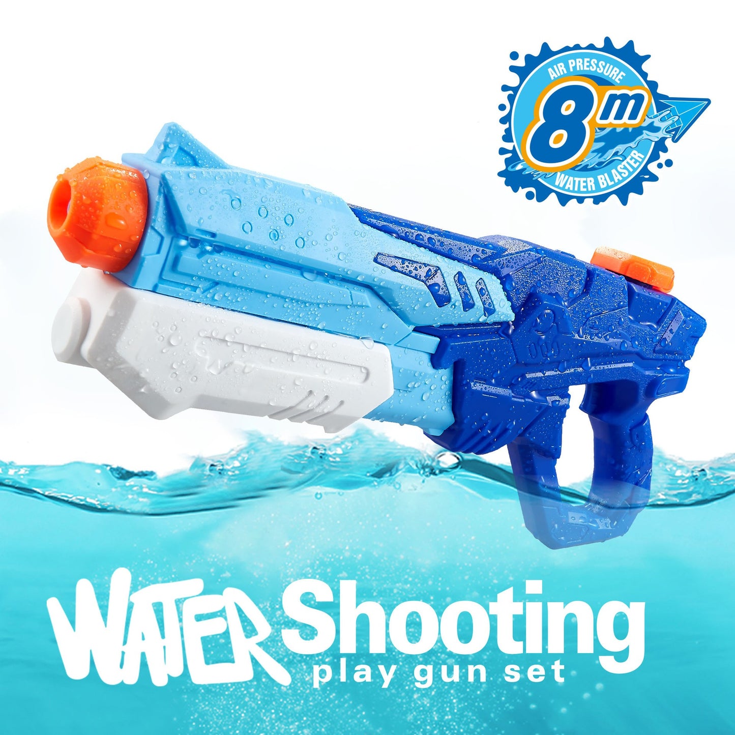 Pistol cu Apa pentru Copii, Rezervor, Pentru Piscina/Plaja, Selexmo, 6ani+,  Albastru, 600ML