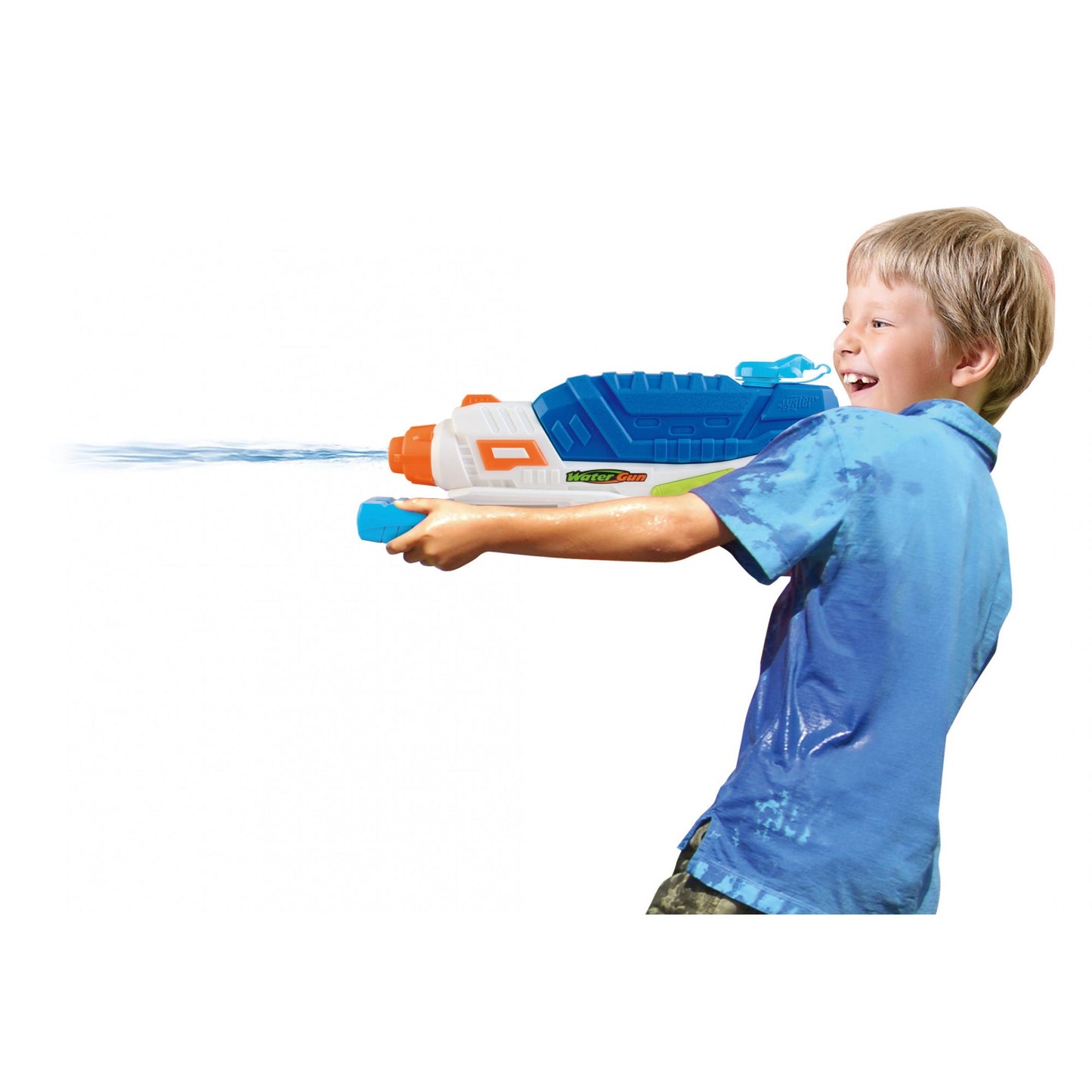 Pistol cu Apa pentru Copii, Rezervor, Pentru Piscina/Plaja, Selexmo, 6ani+, Albastru/Multicolor, 1000ML, model 2