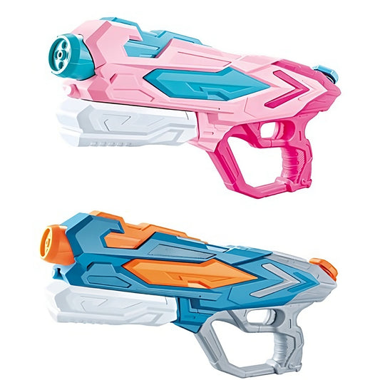 Set 2x Pistol cu Apa pentru Copii, Rezervor, Pentru Piscina/Plaja, Selexmo, 6ani+, Roz + Albastru, 4 duze, 900 ML