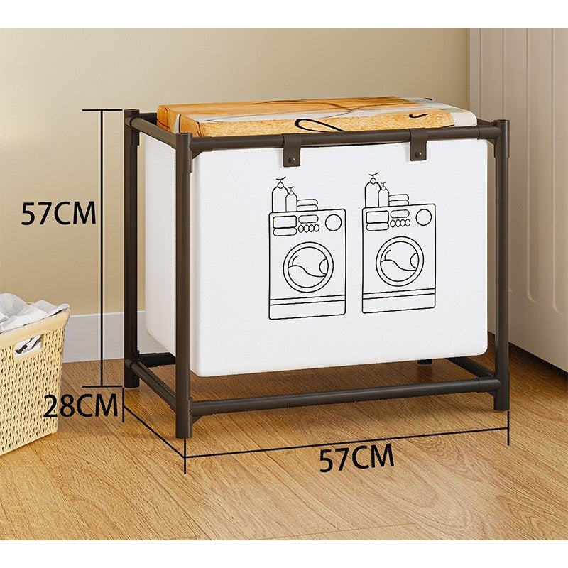 Raft/Cos Depozitare Haine Murdare, selexmo, pentru Baie, 1 Cos, Cadru de Otel Inoxidabil, 97 x 44 x 57 cm, Negru