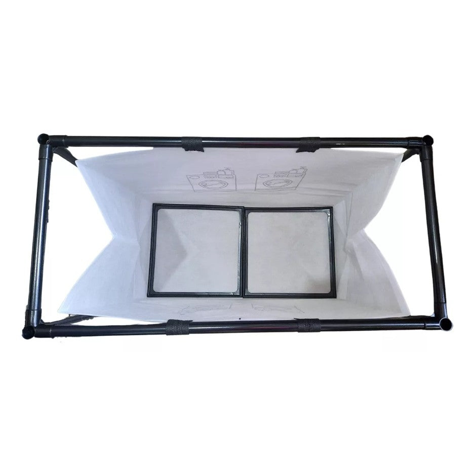 Raft/Cos Depozitare Haine Murdare, selexmo, pentru Baie, 1 Cos, Cadru de Otel Inoxidabil, 97 x 44 x 57 cm, Negru