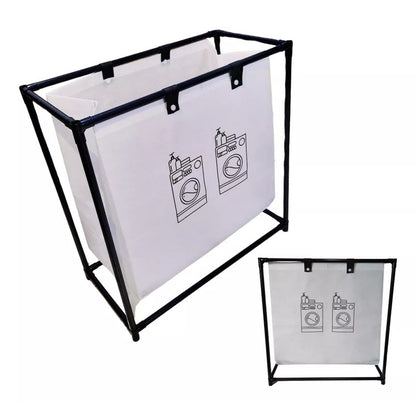 Raft/Cos Depozitare Haine Murdare, selexmo, pentru Baie, 1 Cos, Cadru de Otel Inoxidabil, 97 x 44 x 57 cm, Negru