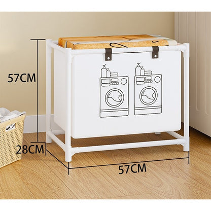 Raft/Cos Depozitare Haine Murdare, selexmo, pentru Baie, 1 Cos, Cadru de Otel Inoxidabil, 97 x 44 x 57 cm, Alb