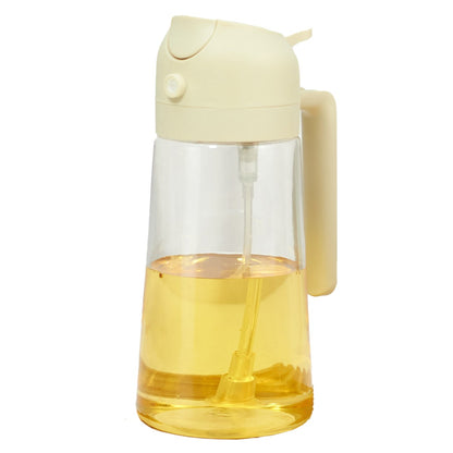 Recipient Ulei 2 in 1, selexmo, Functie Spray & Turnare, din Sticla, Fara Scurgere, 18.5 x 7.7 cm, 470 ml, Alb