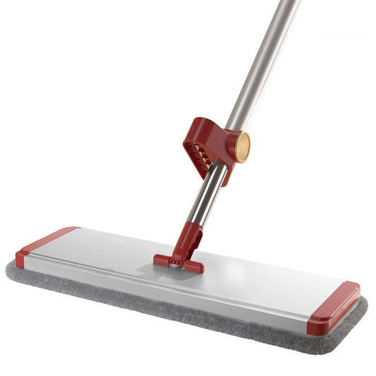 Mop Plat cu Laveta din Microfibra, selexmo, Pentru Uz Casnic, cu 2 Lavete Incluse, Sistem de Stoarcere, Tija Telescopica 130 cm, Rotire 360°, 42 x 130 cm, Rosu