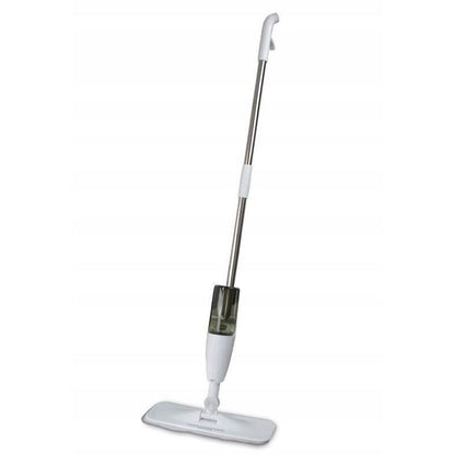 Mop plat, cu pulverizator, pentru uz casnic, plastic, rezerva de mop din microfibra, 125x40 cm, Alb