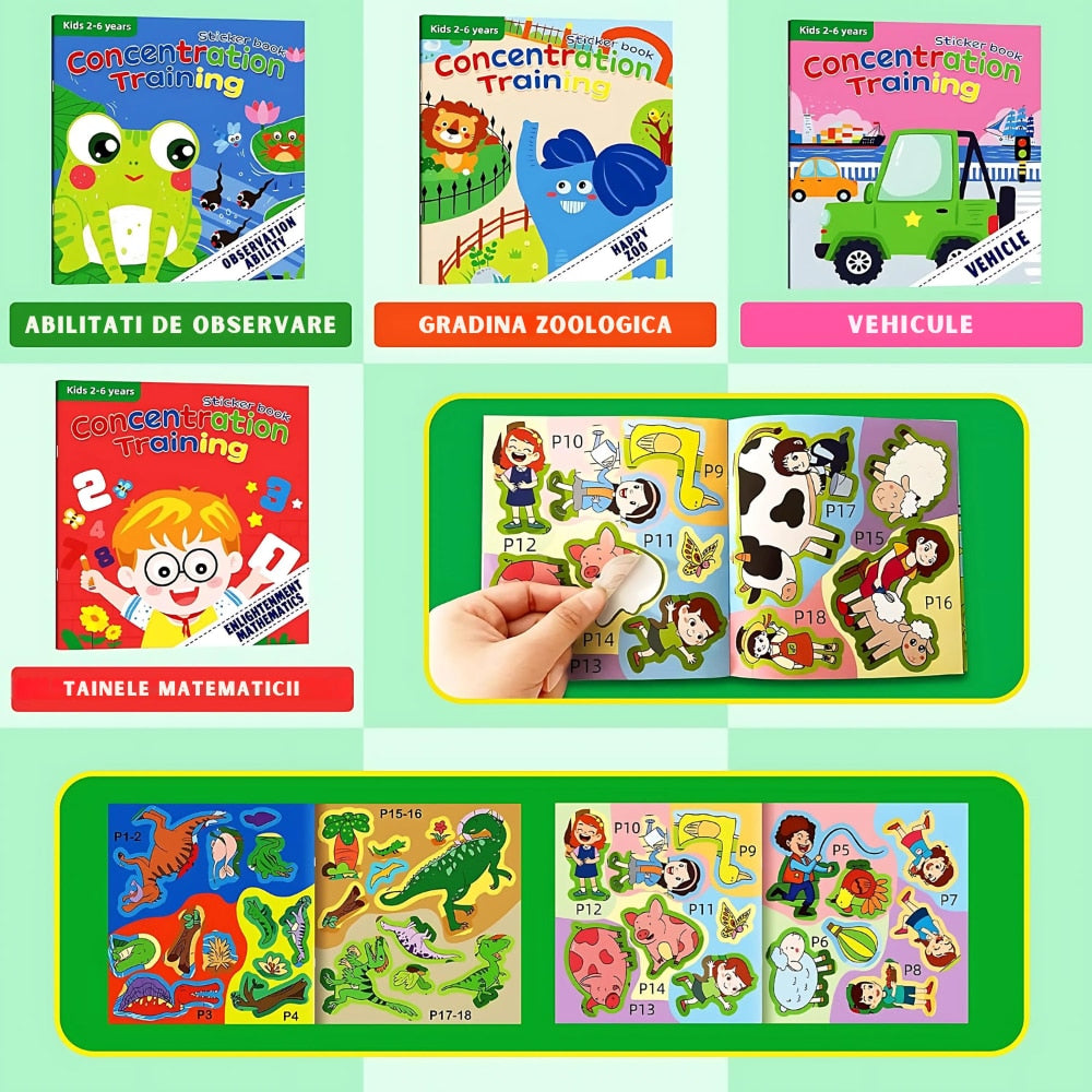 Set Premium 10 Cărți cu Autocolante Educaționale – Învățare Prin Joacă pentru Preșcolari