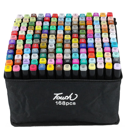Set Markere cu Varf Dublu, Culori Intense, Geanta de Depozitare, Multicolor