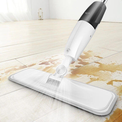 Mop plat, cu pulverizator, pentru uz casnic, plastic, rezerva de mop din microfibra, 125x40 cm, Alb