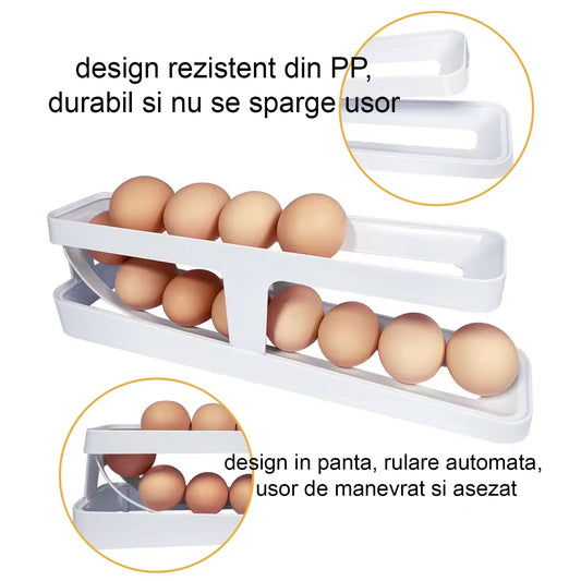 Dispenser oua automat pentru frigider  plastic, alb