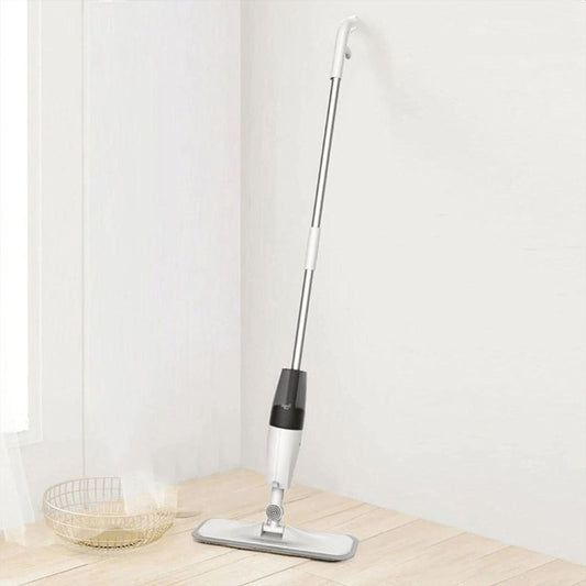 Mop plat, cu pulverizator, pentru uz casnic, plastic, rezerva de mop din microfibra, 125x40 cm, Alb