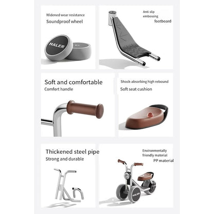 Tricicleta pentru Copii, Fara Pedale, Sistem Iluminare, Sistem Antirasturnare, Structura Metalica, Roti Silentioaose, Varsta 1-6 Ani