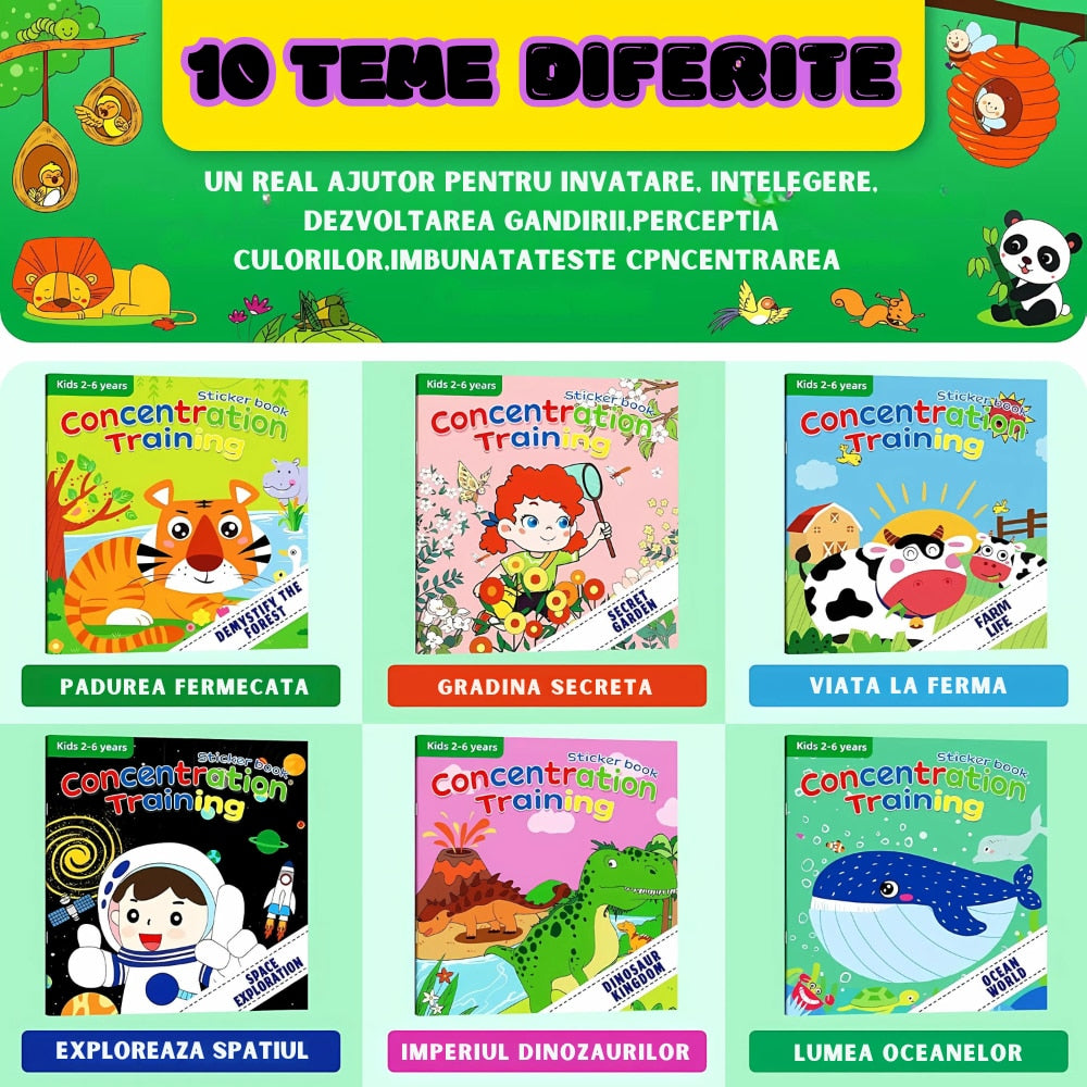 Set Premium 10 Cărți cu Autocolante Educaționale – Învățare Prin Joacă pentru Preșcolari