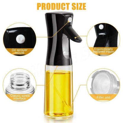 Set 2 pulverizatoare pentru Ulei, Otet sau alte lichide, reincarcabile, multifunctionale, capacitatea 230 ml, Material Sticla si PVC, Culoare Negru/Alb