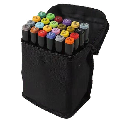 Set Markere cu Varf Dublu, Culori Intense, Geanta de Depozitare, Multicolor