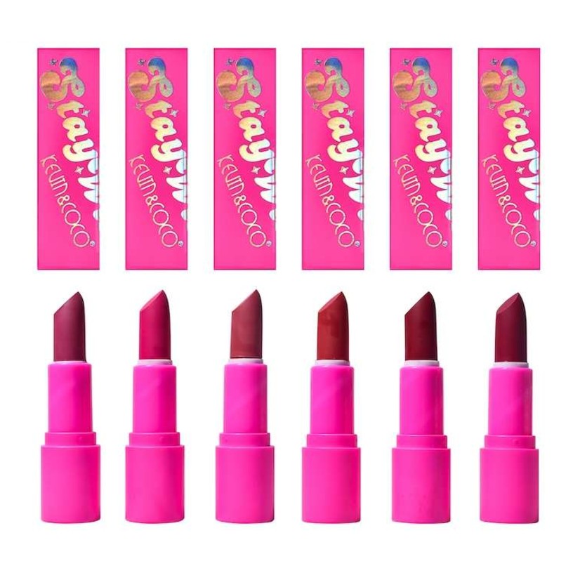 Set 4 Bucati Ruj de Buze, KEVIN & COCO, Stay Wild, Lip Stick, 8 x 2.3 x 2.3 cm