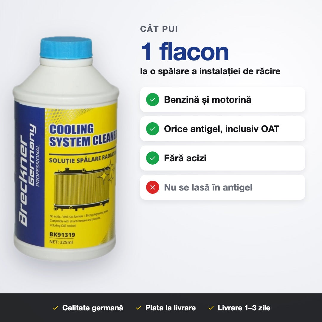 Un flacon la o spălare a instalației de răcire