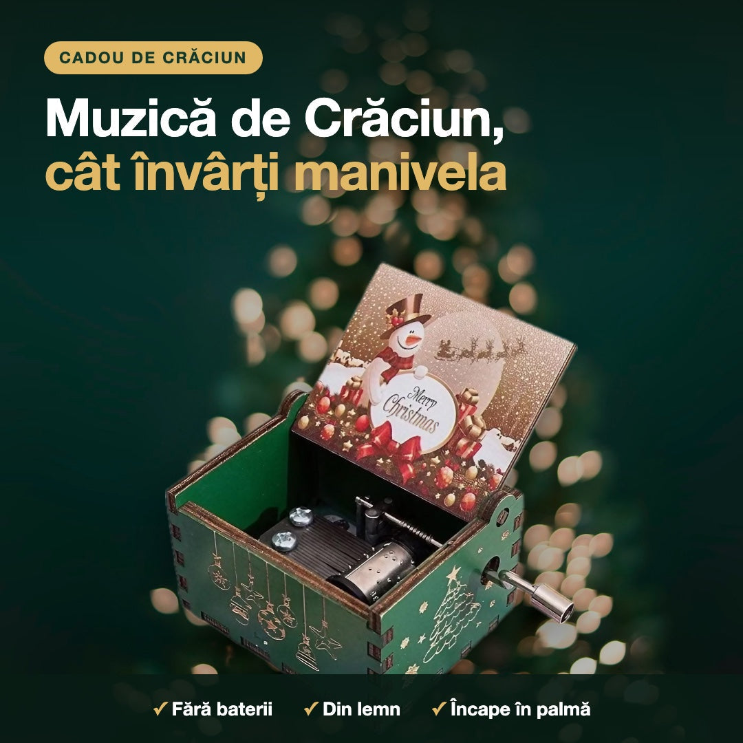 Muzică de Crăciun cât învârți manivela