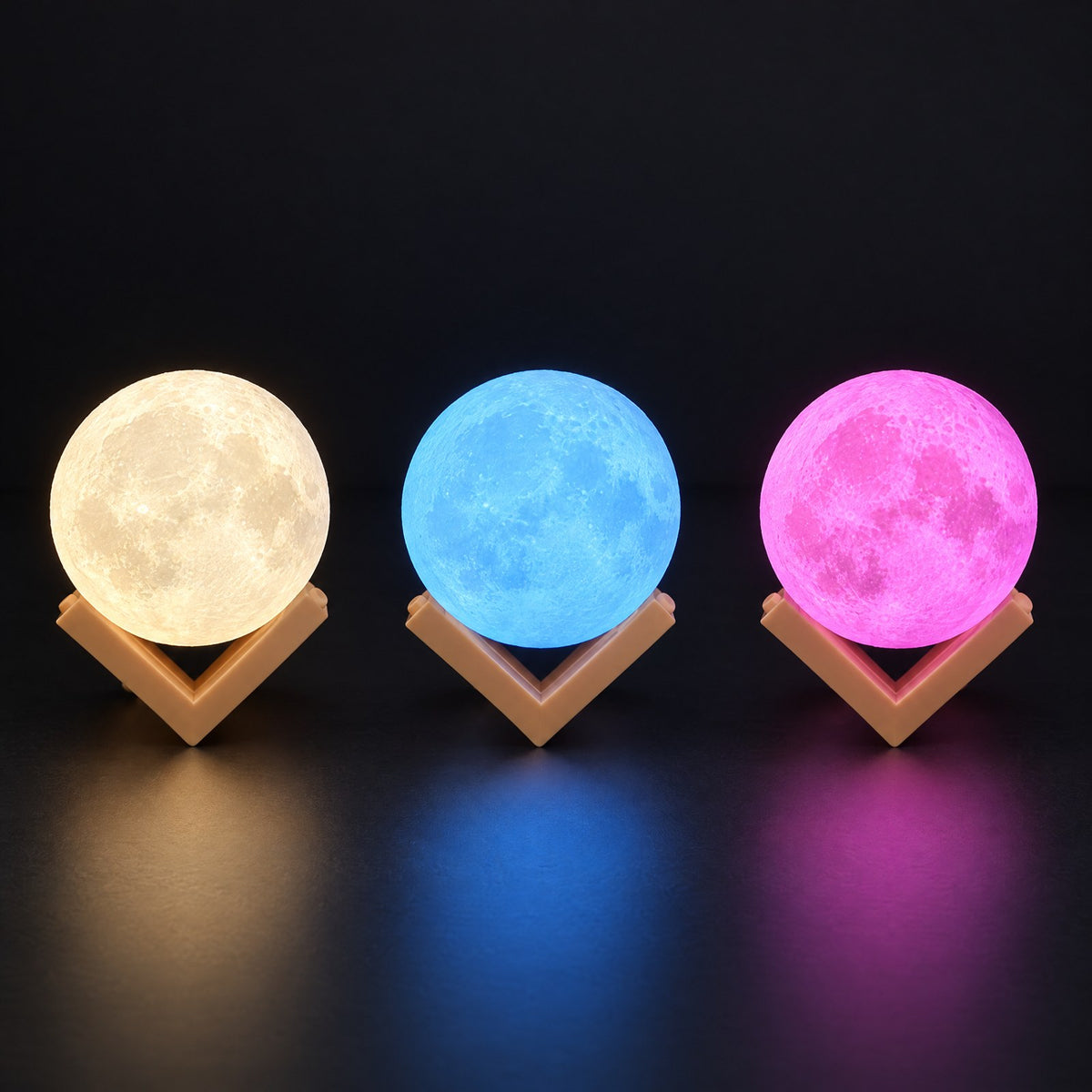 Lampă Lună 3D în trei culori