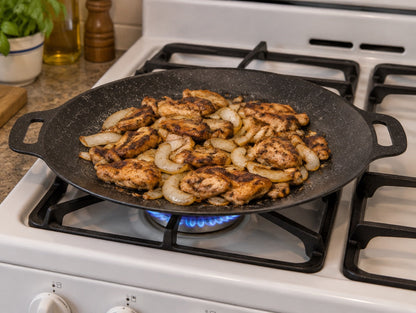 Plita grill rotundă pe aragazul pe gaz