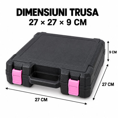 Dimensiunile trusei: 27 × 27 × 9 cm