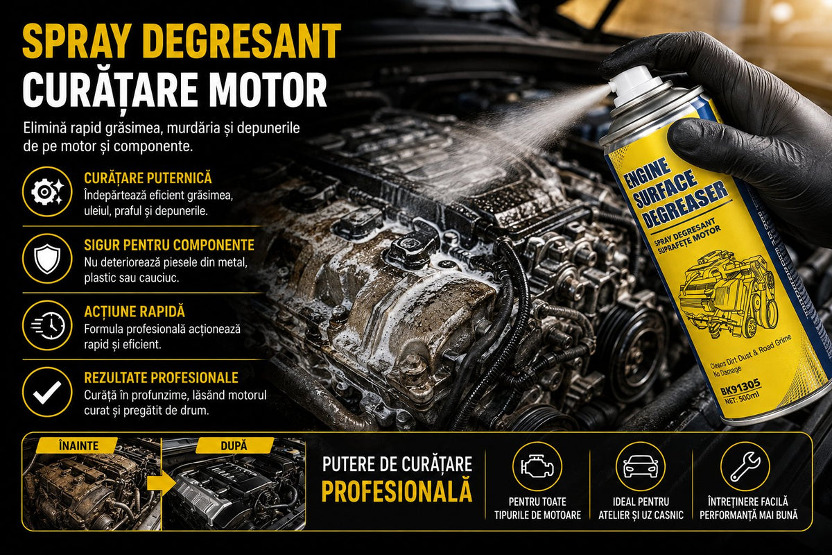 Spray degresant pentru motor: curăță grăsimea, murdăria și depunerile de pe motor și componente