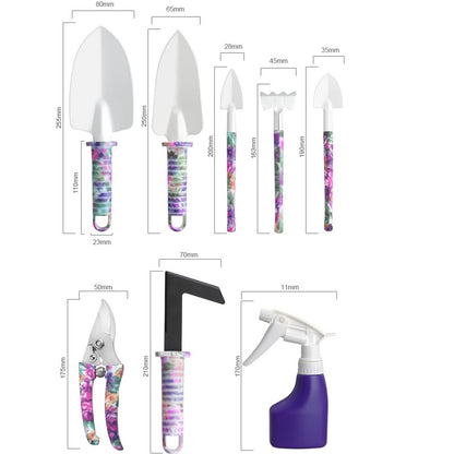 Set 10 accesorii pentru gradinarit, geanta depozitare inclusa, otel inoxidabil, 37 x 28 cm, mov