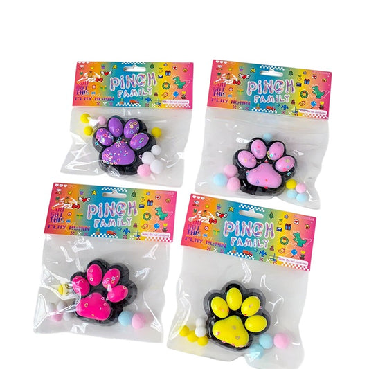 Set 12 Jucarii Antistres Squishy, selexmo, cu Revenire Lenta, Squeeze Pinch Family, Model Labuta de Pisica, 6.8x6.2 cm, 55g, Ambalaj Transparent, 4 Culori