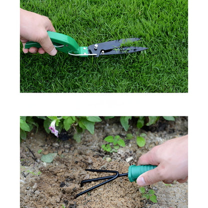 Set 12 Unelte de Gradina, pentru Plantare Prelucrare Sol si Ingrijire Plante, Material PVC si Otel, Cutie Inclusa, 38 x 29 cm, Verde Deschis