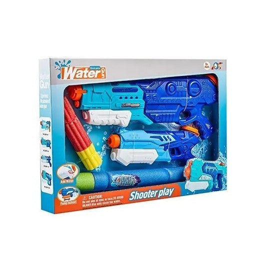 Set 2x Pistol cu Apa pentru Copii, Selexmo, 6ani+, Albastru, 1x 900 ML +  1x 300 ML