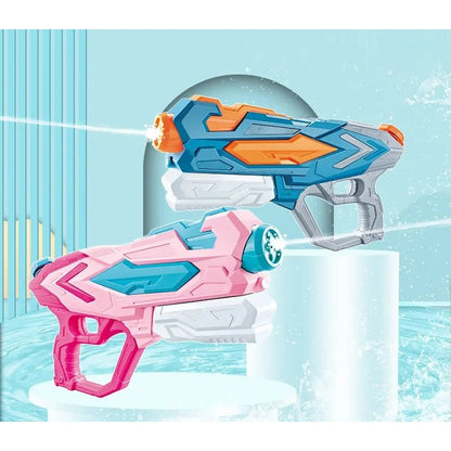 Set 2x Pistol cu Apa pentru Copii, Rezervor, Pentru Piscina/Plaja, Selexmo, 6ani+, Roz + Albastru, 4 duze, 900 ML