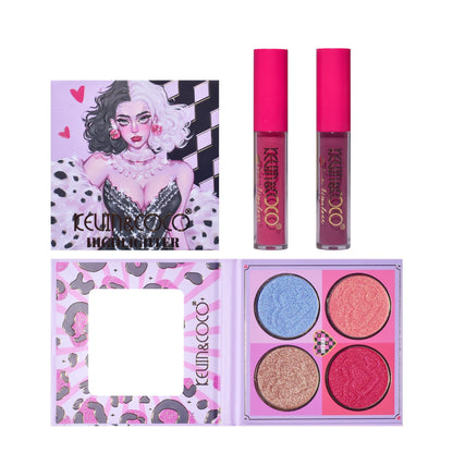Set 4 Produse de Machiaj, KEVIN &amp; COCO, Black-White Witch, 22 culori, 19.7 x 21.2 x 2.5 cm