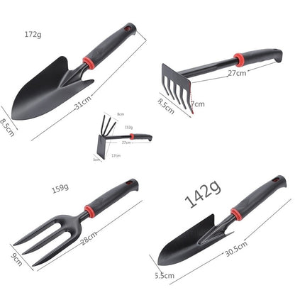 Set 7 Unelte de Gradina, pentru Plantare Prelucrare Sol si Ingrijire Plante, Material PVC si cardboard, 31.5 x 8 cm, negru