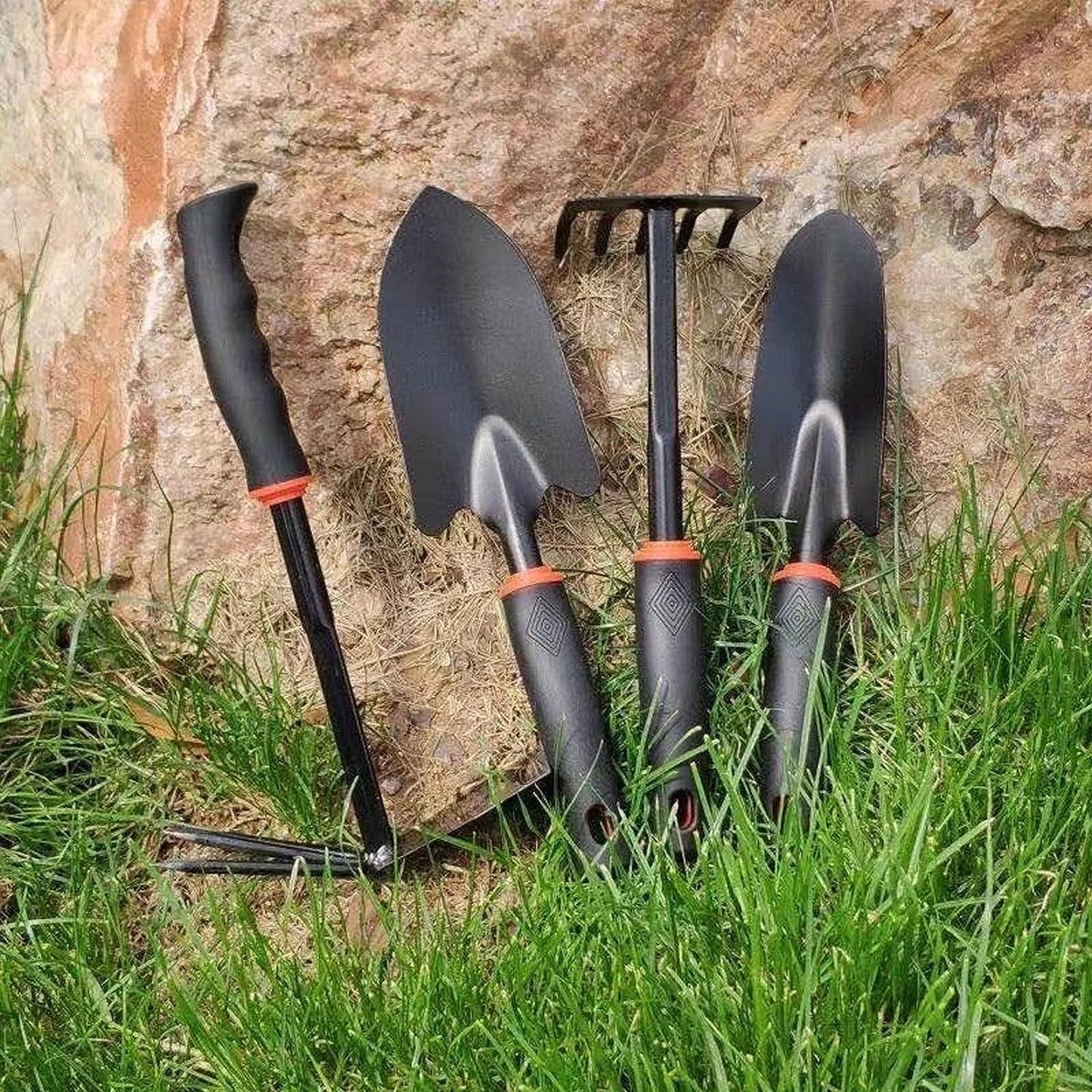 Set 7 Unelte de Gradina, pentru Plantare Prelucrare Sol si Ingrijire Plante, Material PVC si cardboard, 31.5 x 8 cm, negru