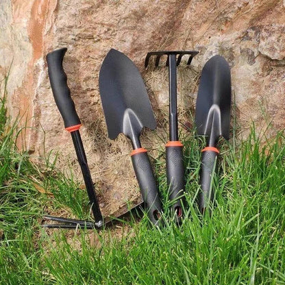 Set 7 Unelte de Gradina, pentru Plantare Prelucrare Sol si Ingrijire Plante, Material PVC si cardboard, 31.5 x 8 cm, negru