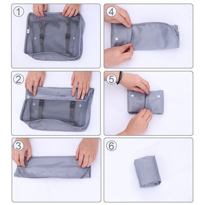 Set 8 huse organizare bagaj selexmo, material poliester, impermeabil, cu fermoar, pentru calatorii sau dulap, sac pentru pantofi inclus, pliabil, gri
