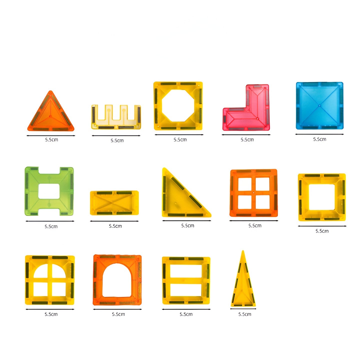 Piese Magnetice de Constructie, Magnetic Tiles, Forme Geometrice, 3 Ani+ 88 piese