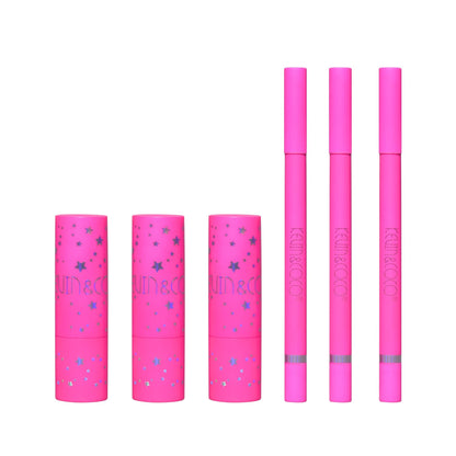 Set de Buze, KEVIN & COCO, Stay Wild, 3 Lip Stick-uri si 3 Creioane de Buze, 16.1 x 16 x 2.6 cm, Nuante Calde