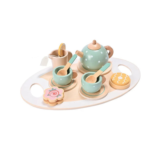 Set de Ceai Selexmo, din Lemn, 15 Piese, Vopsea Ecologica, +36 Luni, Multicolor Pastel