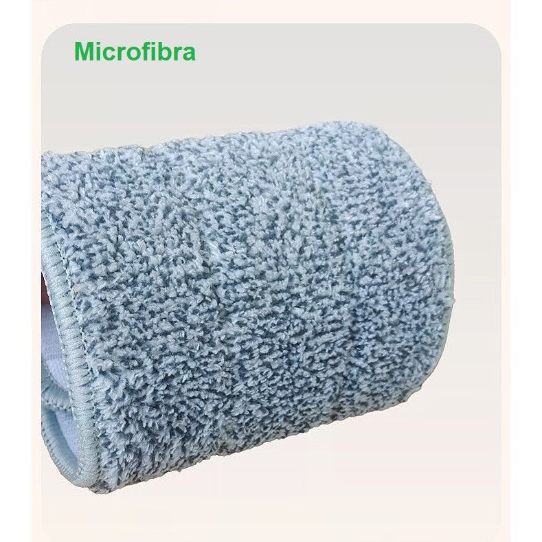 Set de Curatenie, selexmo, Mop si Galeata, Capacitate 5.7 l, 4 Rezerve Microfibra Incluse, Plastic, Utilizare Umeda/Uscata, Stoarcere Fara Maini, Albastru/Alb