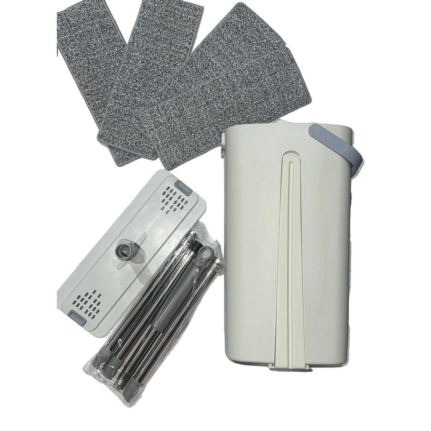 Set de Curatenie, selexmo, Mop si Galeata, Capacitate 5.7 l, 4 Rezerve Microfibra Incluse, Plastic, Utilizare Umeda/Uscata, Stoarcere Fara Maini, Albastru/Alb