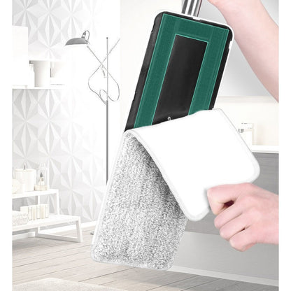 Set de curatenie selexmo, mop si galeata, galeata 5.7 l, 4 rezerve microfibra incluse, design modern, pentru interior, material plastic, peri sintetici, plat, cu storcere, alb