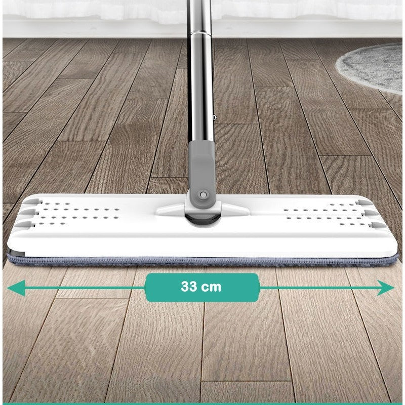 Set de curatenie selexmo, mop si galeata, galeata 5.7 l, 4 rezerve microfibra incluse, design modern, pentru interior, material plastic, peri sintetici, plat, cu storcere, alb